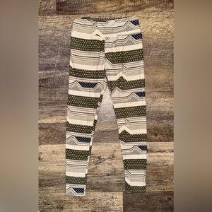 LuLaRoe Women's Patterned Leggings in Olive, Cream, and Black